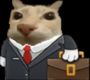 A cat in a suit and red tie holding a briefcase